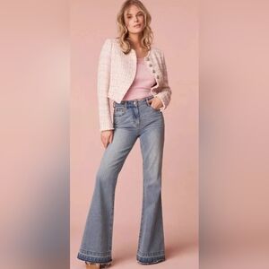 NWT $395 LoveShackFancy Kala Flare Jeans 29 In Montauk Blue